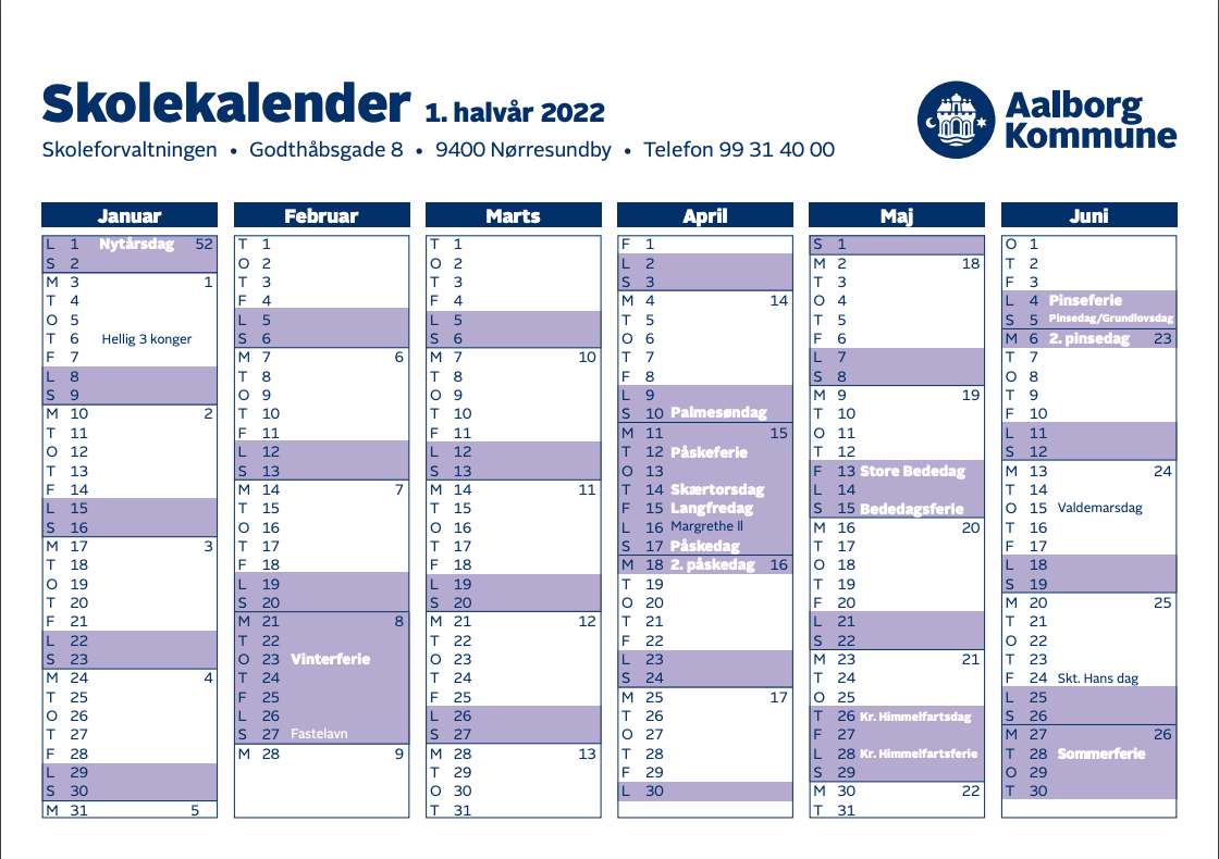 Feriekalender | Klarup Skole